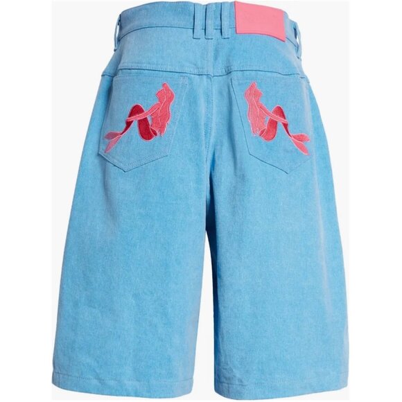Disney x Marshall Columbia Pants - Disney x Marshall Columbia Little Mermaid Embroidered High-Waist Denim Shorts Si